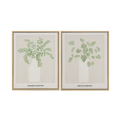 Gambar Informa Hiasan Dinding Kanvas Print Plants 28x35 cm Set 2 pcs - Krem/Hijau