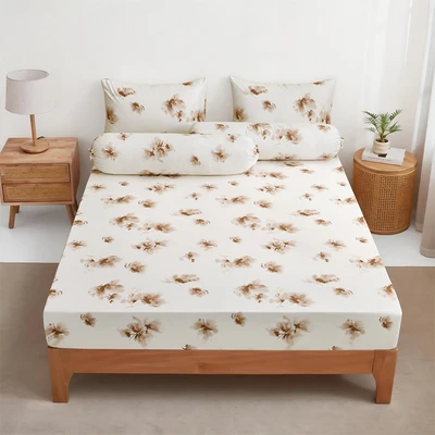 Gambar Informa 120x200 cm Set 3 pcs Seprai Double Microfiber Gellia - Krem/Cokelat