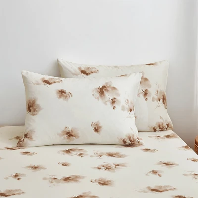 Gambar Informa 120x200 cm Set 3 pcs Seprai Double Microfiber Gellia - Krem/Cokelat