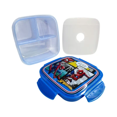 Gambar Disney Spiderman Kotak Makan Plastik 3 Sekat - Biru