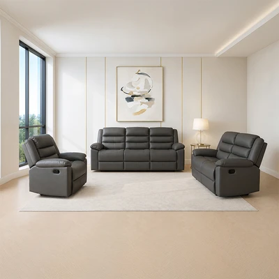 Gambar Selma Lexus Set Sofa Recliner Fabric - Abu-Abu Tua