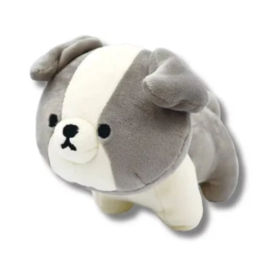Gambar MofmoFriends Boneka Plush Border Collie Ukuran S - Abu-Abu/Putih