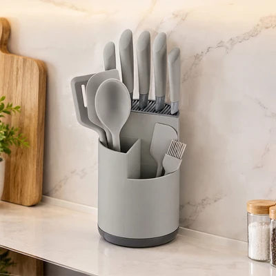 Gambar Cooking Color Helix Pisau & Peralatan Masak Turnable - Abu-Abu