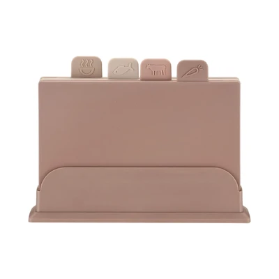 Gambar Cooking Color Helix Talenan Plastik Dengan Holder Set 4 pcs - Cokelat
