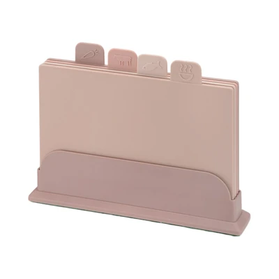 Gambar Cooking Color Helix Talenan Plastik Dengan Holder Set 4 pcs - Cokelat