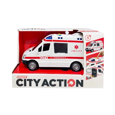 Gambar Cruzer City Action Friction Emergency Ambulance 1:16 - Putih