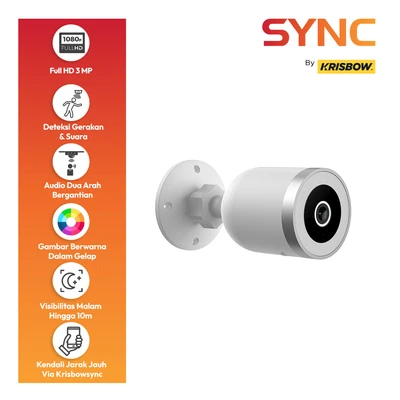 Gambar Krisbow Sync Smart IP Camera WiFi 3MP Outdoor Fixed A1 - Putih