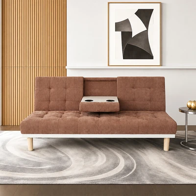 Gambar Selma Gerano Sofa Bed Fabric Dengan Console - Cokelat