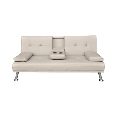 Gambar Selma Geni Sofa Bed Kulit Dengan Console - Krem Khaki
