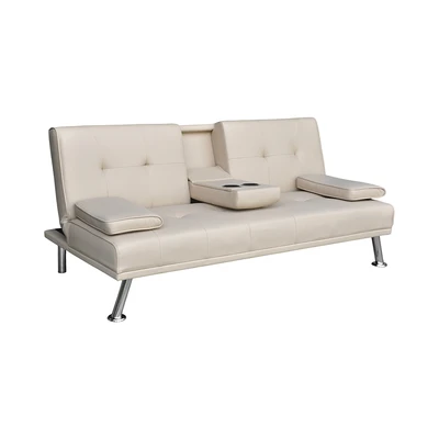 Gambar Selma Geni Sofa Bed Kulit Dengan Console - Krem Khaki