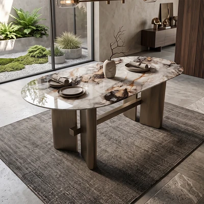 Gambar Informa Ella Meja Makan Marmer 200x100x75 cm - Bronze