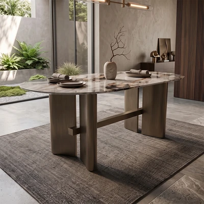 Gambar Informa Ella Meja Makan Marmer 200x100x75 cm - Bronze