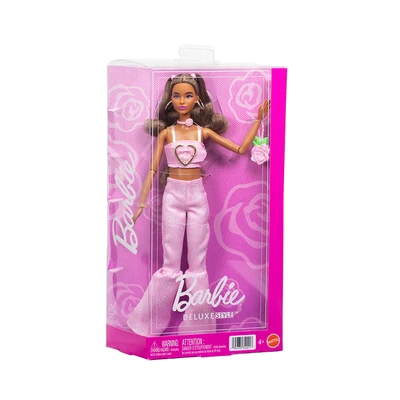 Gambar Barbie Boneka Deluxe Style Denim Crop Top & Flare Jeans JJN72 - Pink