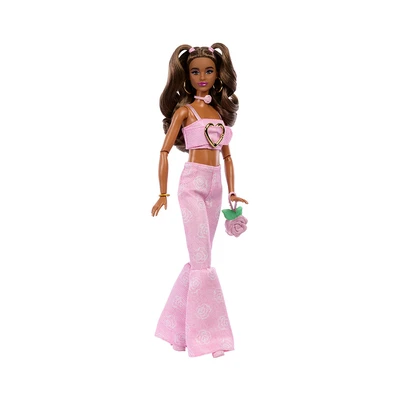 Gambar Barbie Boneka Deluxe Style Denim Crop Top & Flare Jeans JJN72 - Pink
