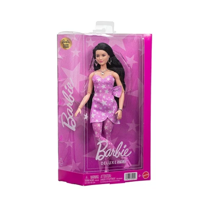 Gambar Barbie Boneka Deluxe Style Star Print Dress JJN77- Pink