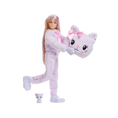 Gambar Barbie Set Boneka Cutie Reveal Cuddly Series Kitten JJP64 - Ungu