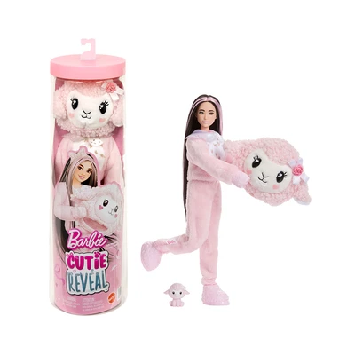 Gambar Barbie Set Boneka Cutie Reveal Cuddly Series Lamb JJP66 - Pink