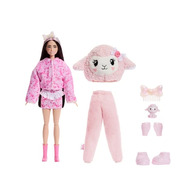 Gambar Barbie Set Boneka Cutie Reveal Cuddly Series Lamb JJP66 - Pink