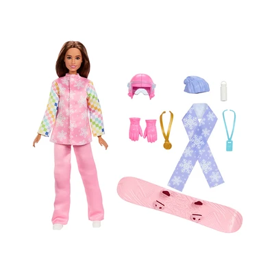 Gambar Barbie Set Boneka Careers Snowboarder & Accessories JKF78 - Pink