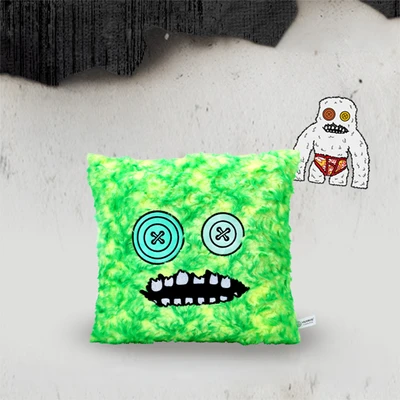 Gambar Fuggler Bantal Sofa Weird Monster 38x38 cm - Hijau