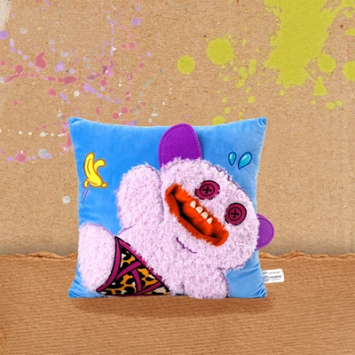 Gambar Fuggler Bantal Sofa Grin Grin 38x38 cm - Biru/Ungu