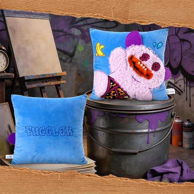 Gambar Fuggler Bantal Sofa Grin Grin 38x38 cm - Biru/Ungu