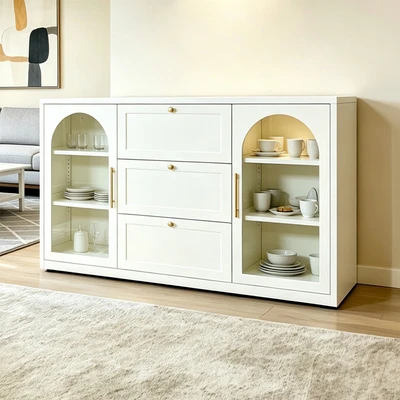 Gambar Informa Jolene Kabinet 2 Pintu Dengan 3 Laci - Krem Beige