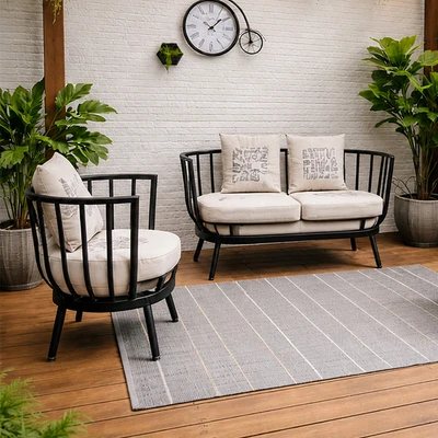 Gambar Informa Mandarin Set Sofa Fabric 2 & 1 seater - Hitam