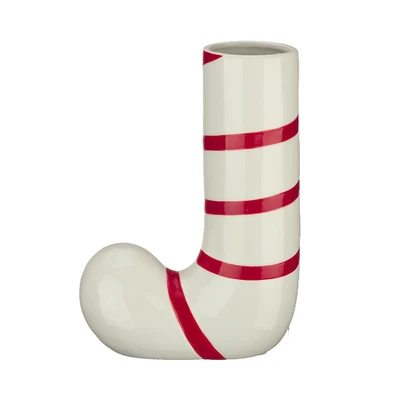 Gambar Informa Vas Bunga Keramik Candy Stripe 14.8x6.3x21.3 cm - Putih