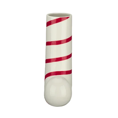 Gambar Informa Vas Bunga Keramik Candy Stripe 14.8x6.3x21.3 cm - Putih