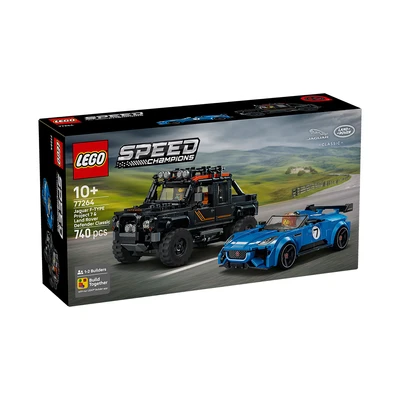 Gambar LEGO Speed Champions Jaguar 7 & Land Rover Defender Classic Set 740 pcs - Hitam/Biru