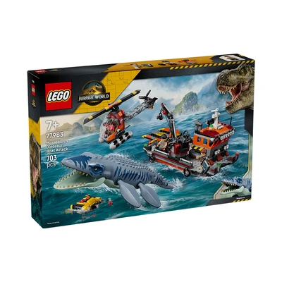 Gambar LEGO Jurassic World Mosasaurus Dinosaur Boat Attack Set 703 pcs 77983 - Mix