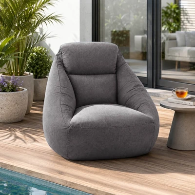 Gambar Soleil Cloudy Lazy Sofa Angin Fabric 1 Seater - Abu-Abu