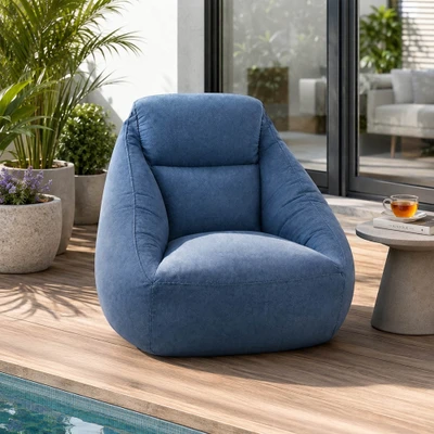 Gambar Soleil Cloudy Lazy Sofa Angin Fabric 1 Seater - Biru