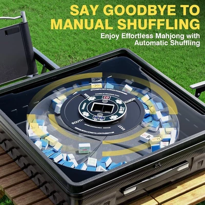 Gambar Set Meja Mahjong Portabel - Hitam