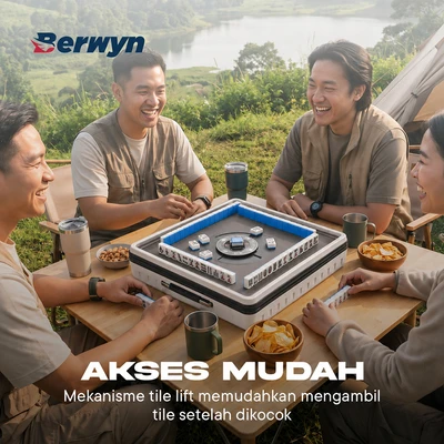 Gambar Berwyn Set Meja Mahjong Portabel Automatic - Putih