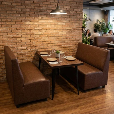 Gambar Informa Holsen Sofa Kulit Booth 2 Seater - Cokelat