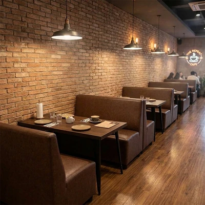 Gambar Informa Holsen Sofa Kulit Booth 2 Seater - Cokelat
