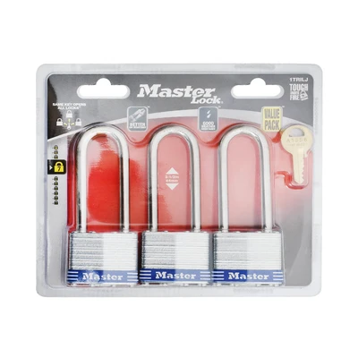 Gambar Masterlock Set 3 Pcs Gembok Laminasi Long Shackle 1-3/4 Inci