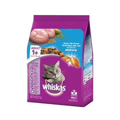 Gambar Whiskas Makanan Kucing Kering Adult Ocean Fish 480 gr