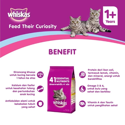 Gambar Whiskas Makanan Kucing Kering Adult Ocean Fish 1.2 kg