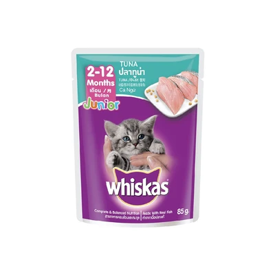 Gambar Whiskas Makanan Kucing Basah Junior Tuna 85 gr