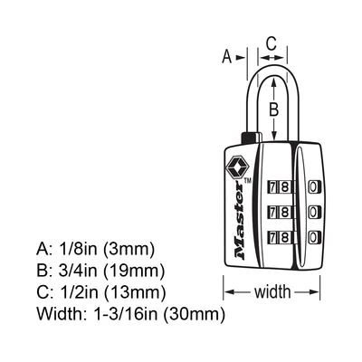 Gambar Masterlock Gembok Koper Tsa 3 Kombinasi Angka 4680Dnkl