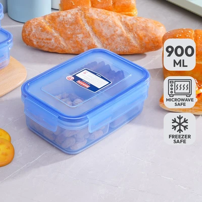 Gambar Komax Biokips Kotak Makanan Dengan 2 Sekat Rectangle 900 ml - Biru