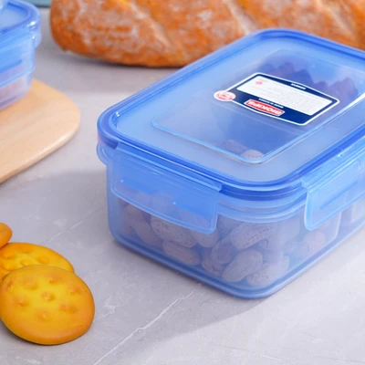 Gambar Komax Biokips Kotak Makanan Dengan 2 Sekat Rectangle 900 ml - Biru
