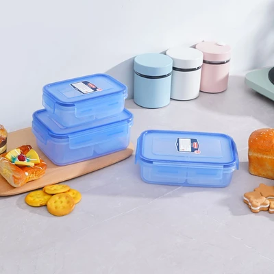 Gambar Komax Biokips Kotak Makanan Dengan 2 Sekat Rectangle 900 ml - Biru