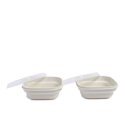 Gambar Kris Micro Wadah Makanan Square 12.8 cm Set 2 pcs - Krem