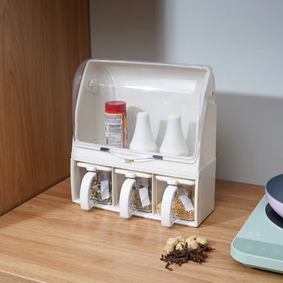 Gambar Stora Set Tempat Bumbu Dapur Plastik - Krem Beige