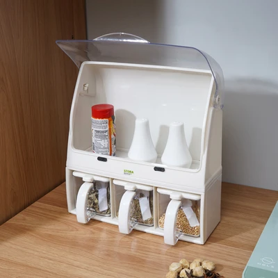 Gambar Stora Set Tempat Bumbu Dapur Plastik - Krem Beige