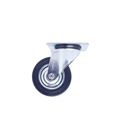 Gambar Krisbow Roda Troli Karet Swivel 10 cm - Hitam